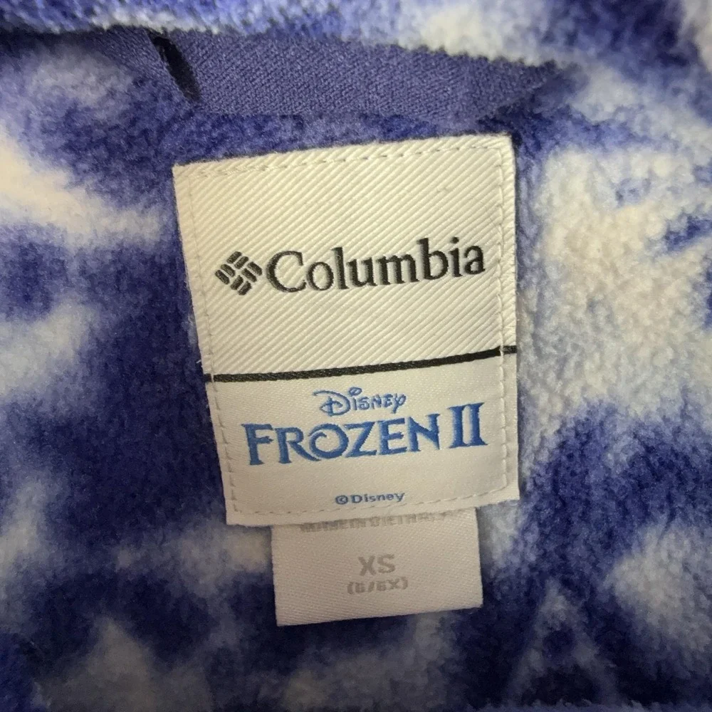 Columbia Fleece Jacket Girls XS 6/6X Blue Disney Frozen II Tie Dye Full Zip